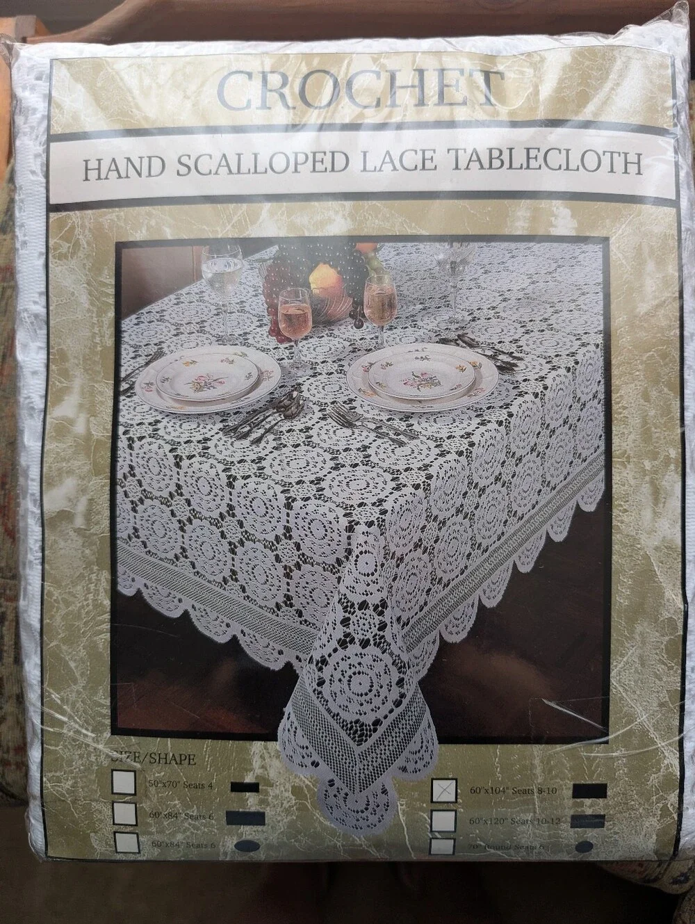Crochet Hand Scalloped Lace Tablecloth - White